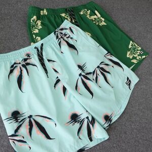 Billabong  XXL Swim Trunks Bundle 2 Pack Mint Palm Forest Green Floral Shorts